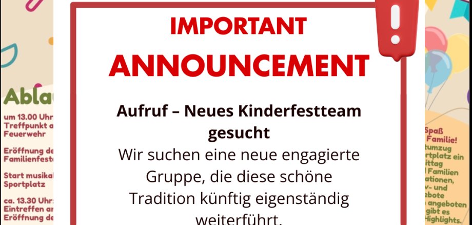 Kinderfest Aufruf - 2